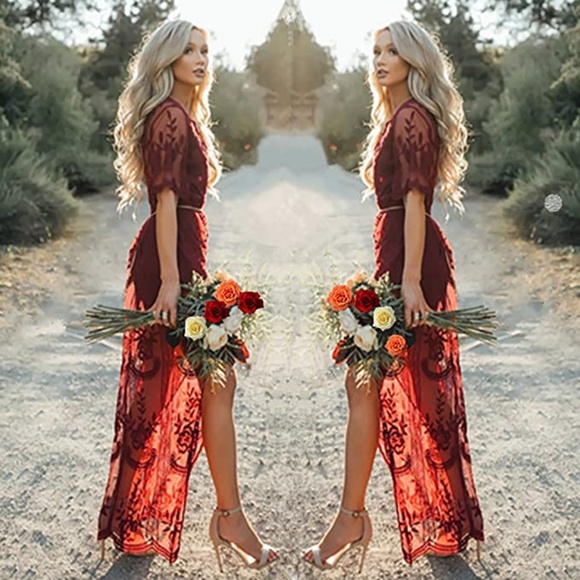 Dresses & Skirts - 2xHP💝Merlot Lace Maxi Dress/Romper sz medium